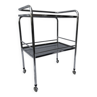 metal rolling dessert trolley: glass
