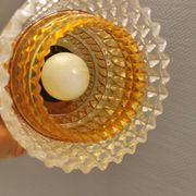 Older Swedish hanging lamp in multi-layered crystal glass with rosewood top and brass ring.