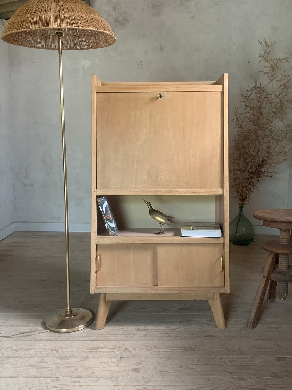 Vintage pyramidal secretary desk and bookcase