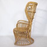 Fauteuil design en rotin des années 1970 « Peacock Throne » par Rohe Noordwolde