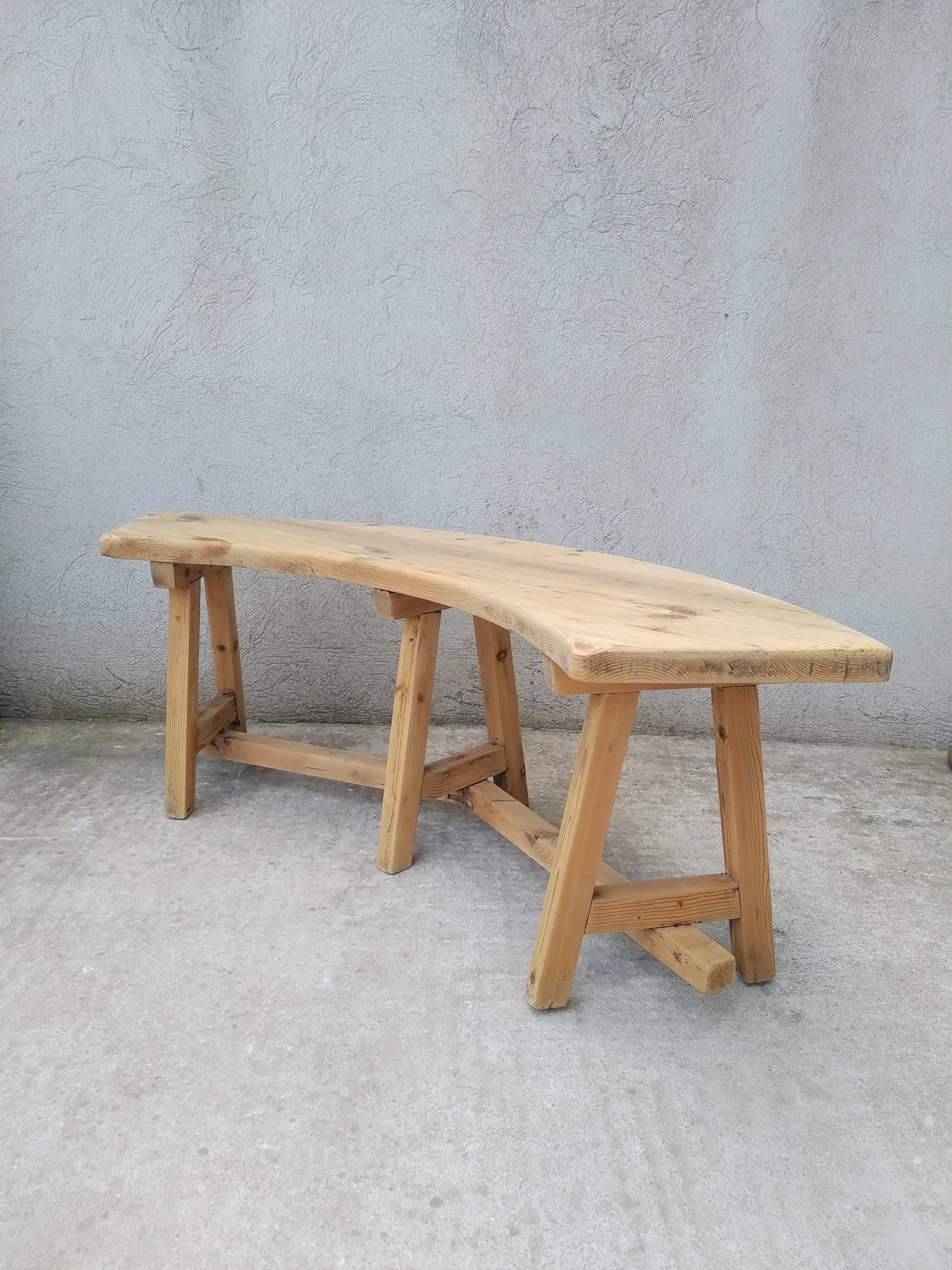 Vintage Curved Pine Bench