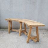 Vintage Curved Pine Bench