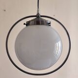 White opaline globe suspension and metal structure