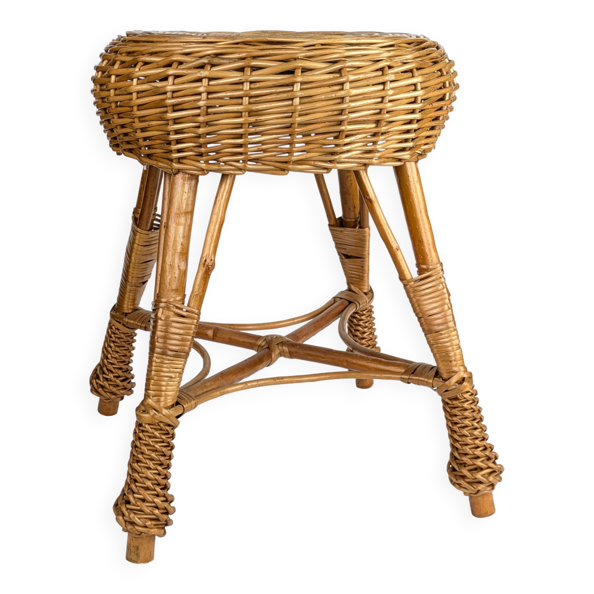 Vintage wicker stool, 1960