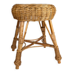 Tabouret vintage en osier, - 1960