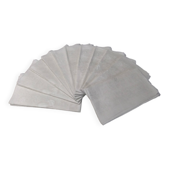 Old art nouveau damask napkins foral 60 cm