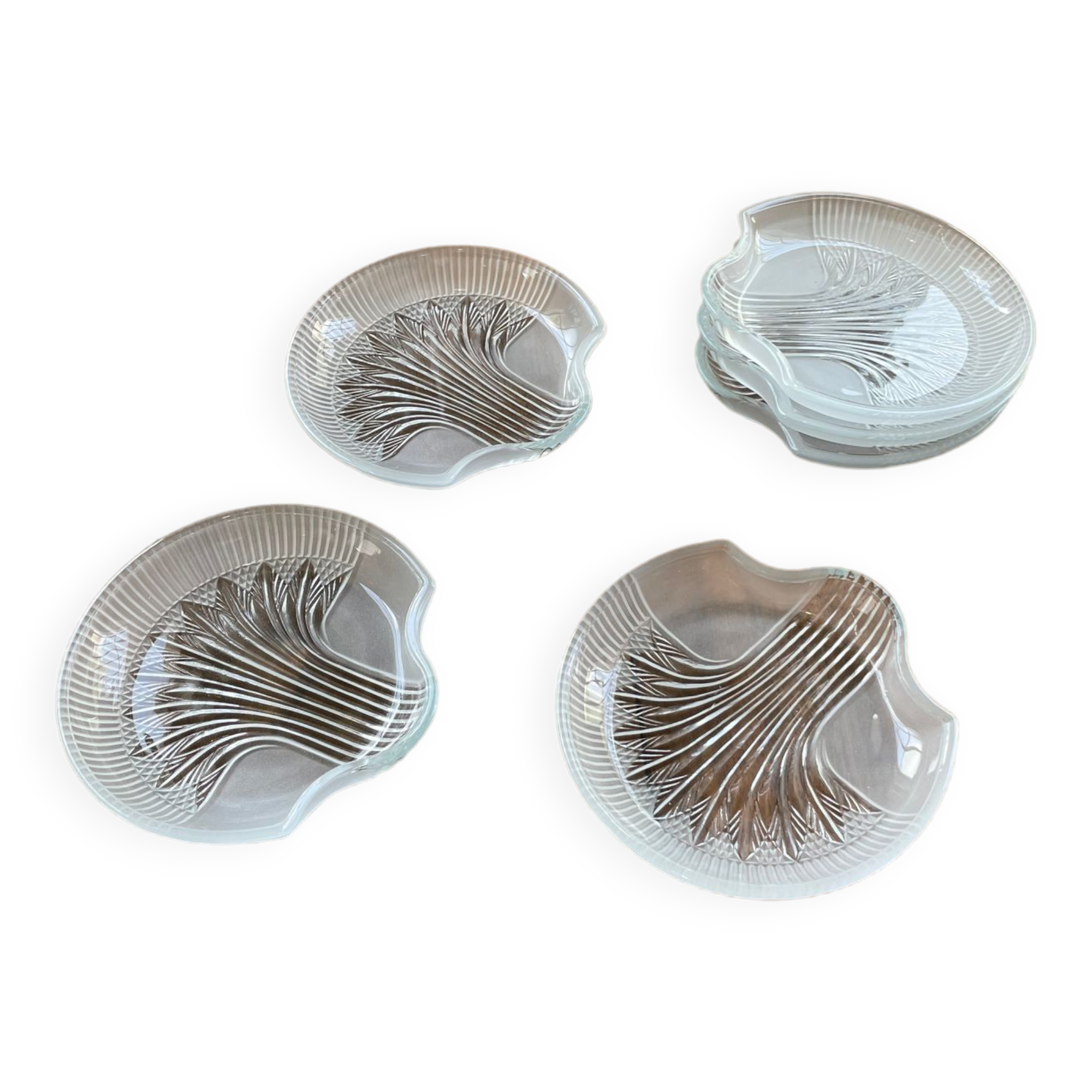 Six ridged glass ramekins