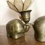 Vintage brass elephant candlestick holders, 1960s/70s.