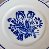 Assiette à dessert ancienne faïence Badonviller – Décor fleurs bleues