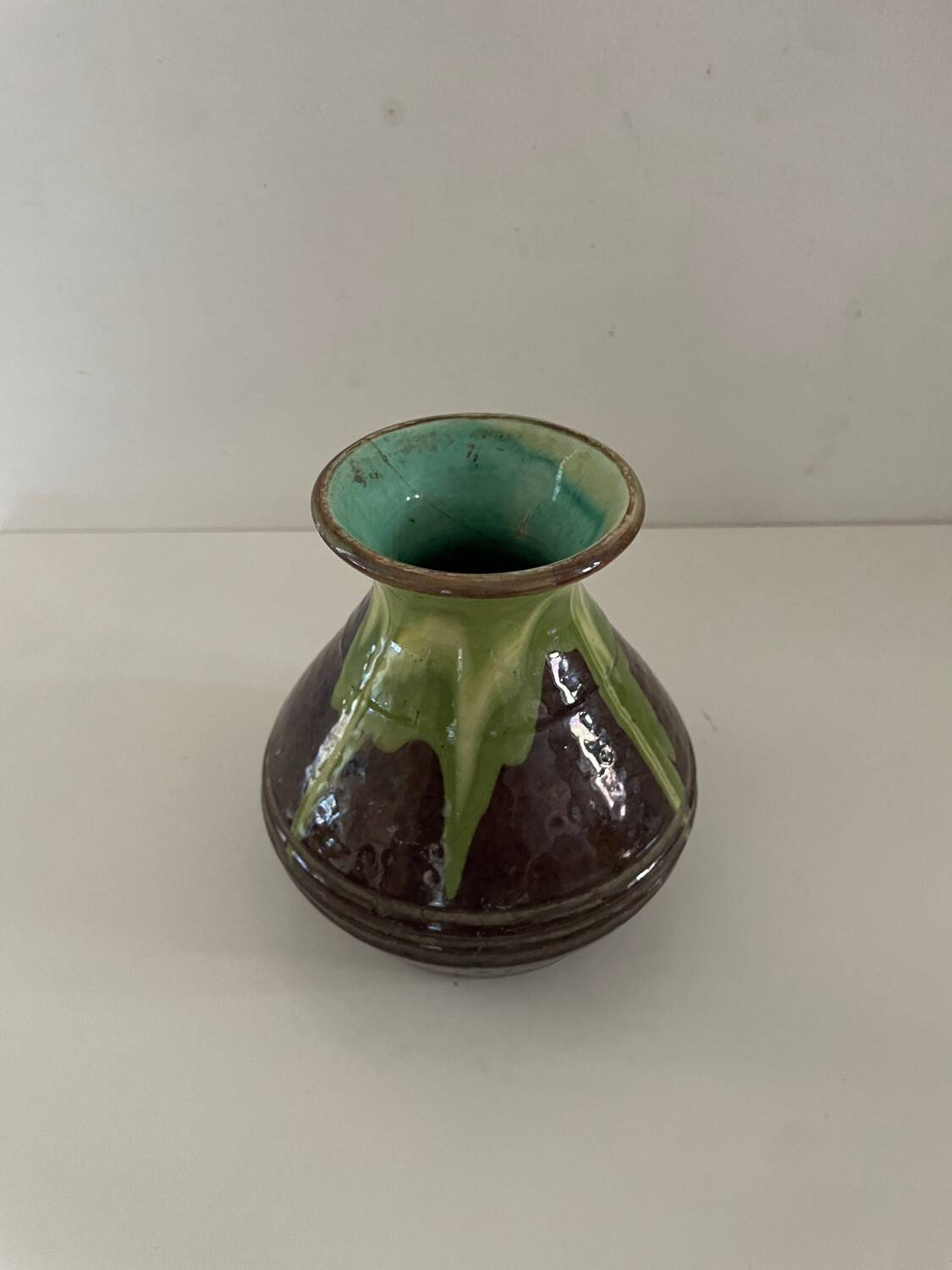 Vase lava vert et marron