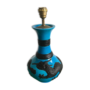 Lampe aux dragons céramique turquoise