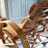 Vintage rattan chaise longue