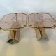 Pair of old brass wall lamps cut glass