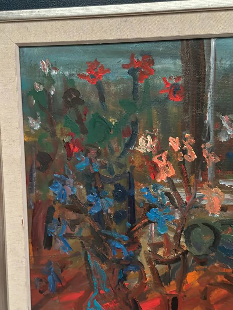 Original Swedish Oil on Canvas 'Still Life with Flowers' by Eric With