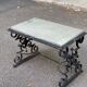 Table basse vintage fer forgé et marbre gris 80x50