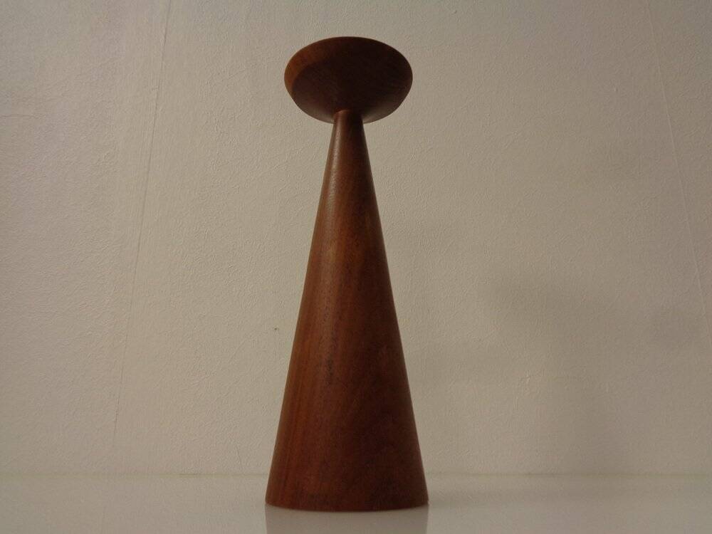 Large teak candleholder from Anri Form, Italy, 1960s.