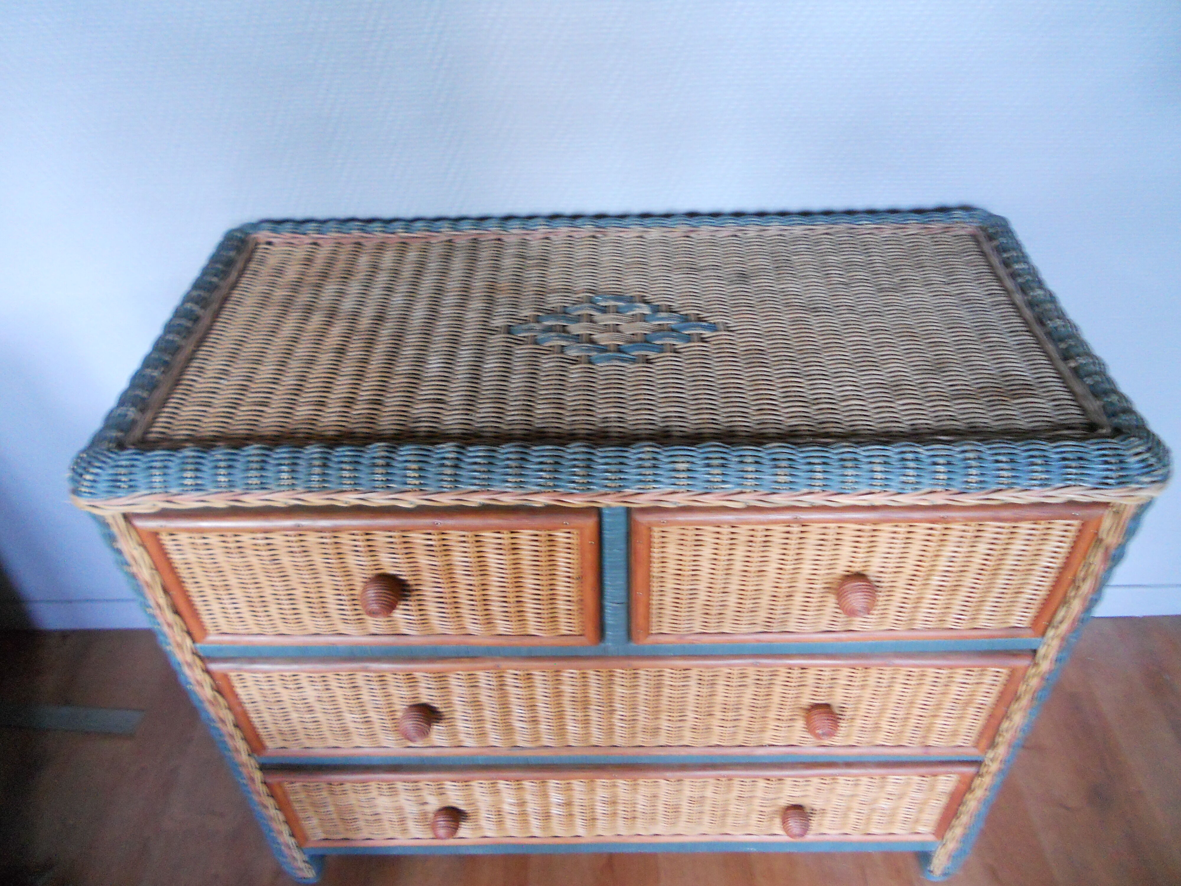 Vintage rattan dresser