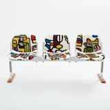 Giancarlo Piretti for Castelli fabric bench Pierre Frey 1970