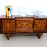 Art Deco Walnut, Briar Root and Ebonized Beech Sideboard, Italy