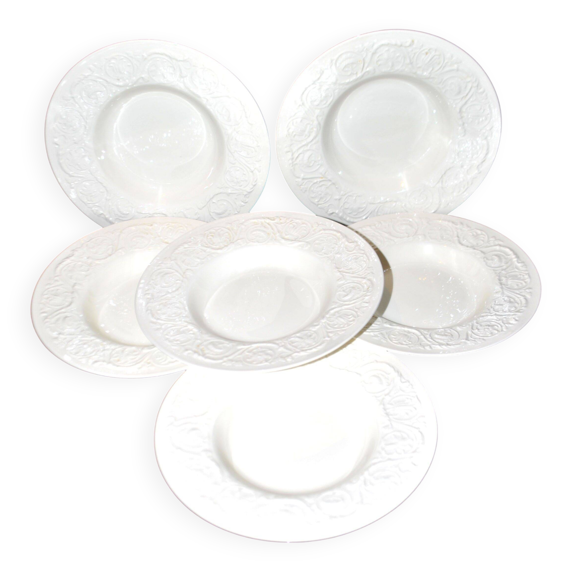 Wedgwood set of 6 pasta plates, Patrician garland, England