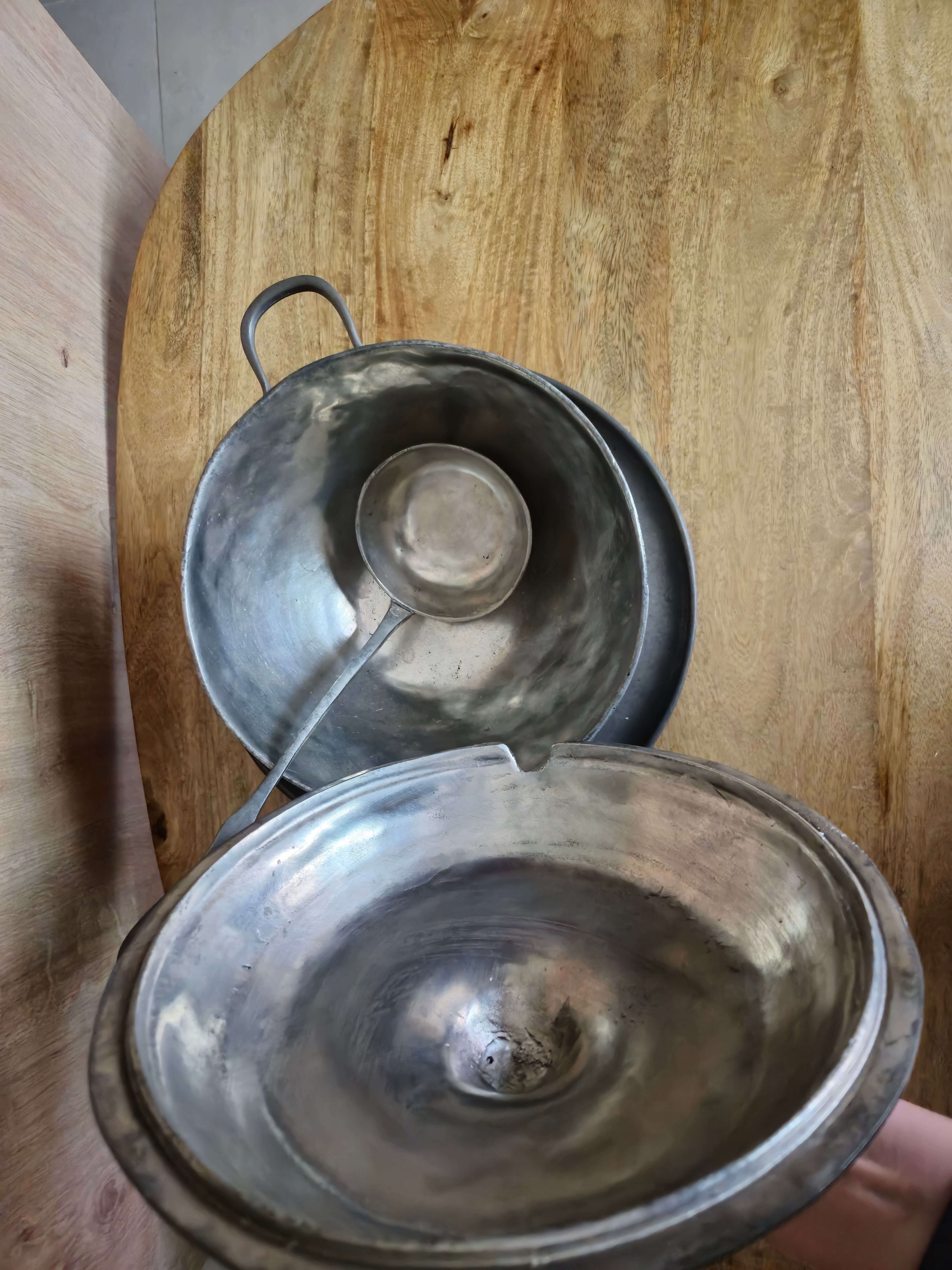 Soup tureen in pewter with ladle and tray 92% lead-free