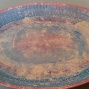Vintage oval dish earthenware Industria Argentina Haretord signed