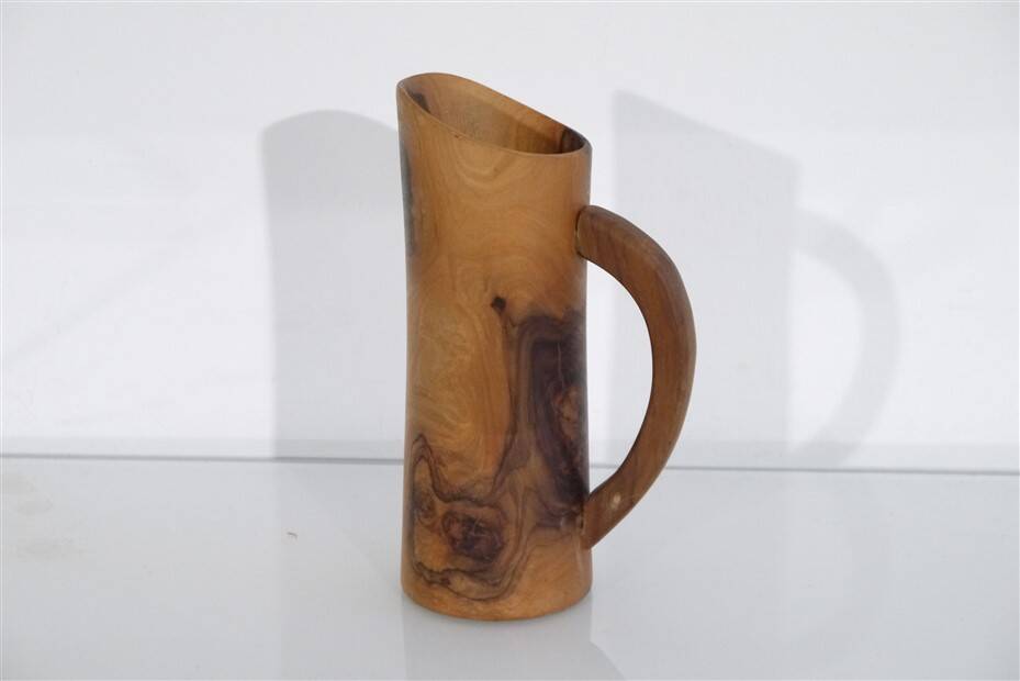 Olive wood vase with handle 1960