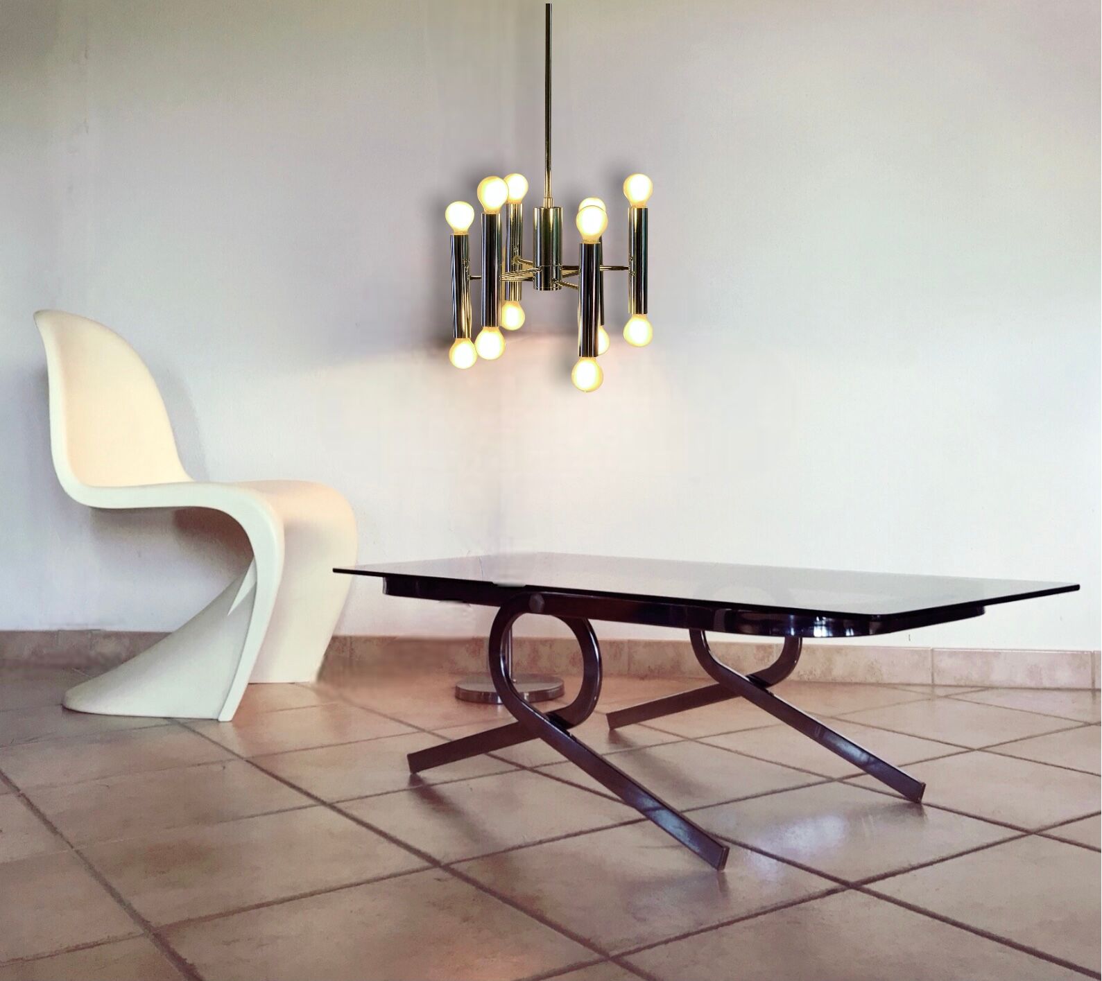 Sputnik chandelier 70's six branches by G.Sciolari