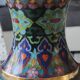 Grand Vase chinois en émail cloisonné. Années 50. Motifs floraux/Oiseaux exotiques 31 x 17 cm