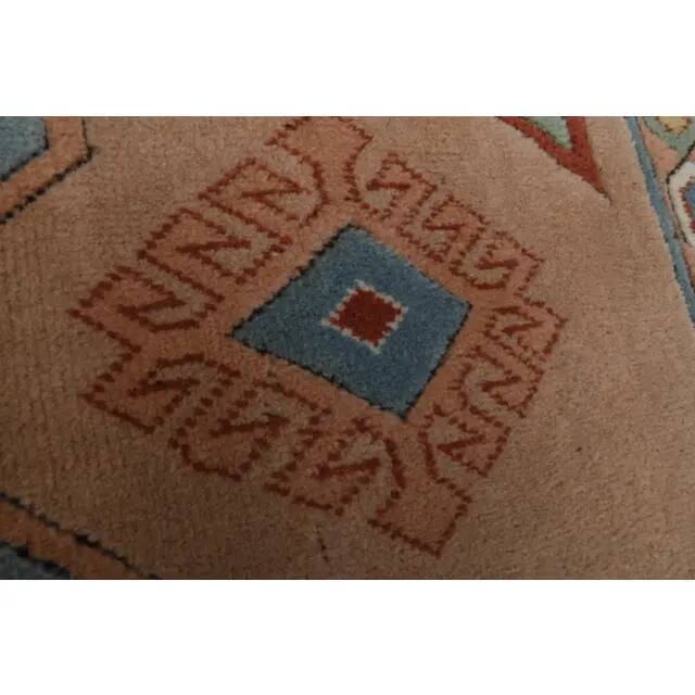 1970s Vintage Turkish Oushak Handmade Wool Cotton Blue Area Rug 220x310