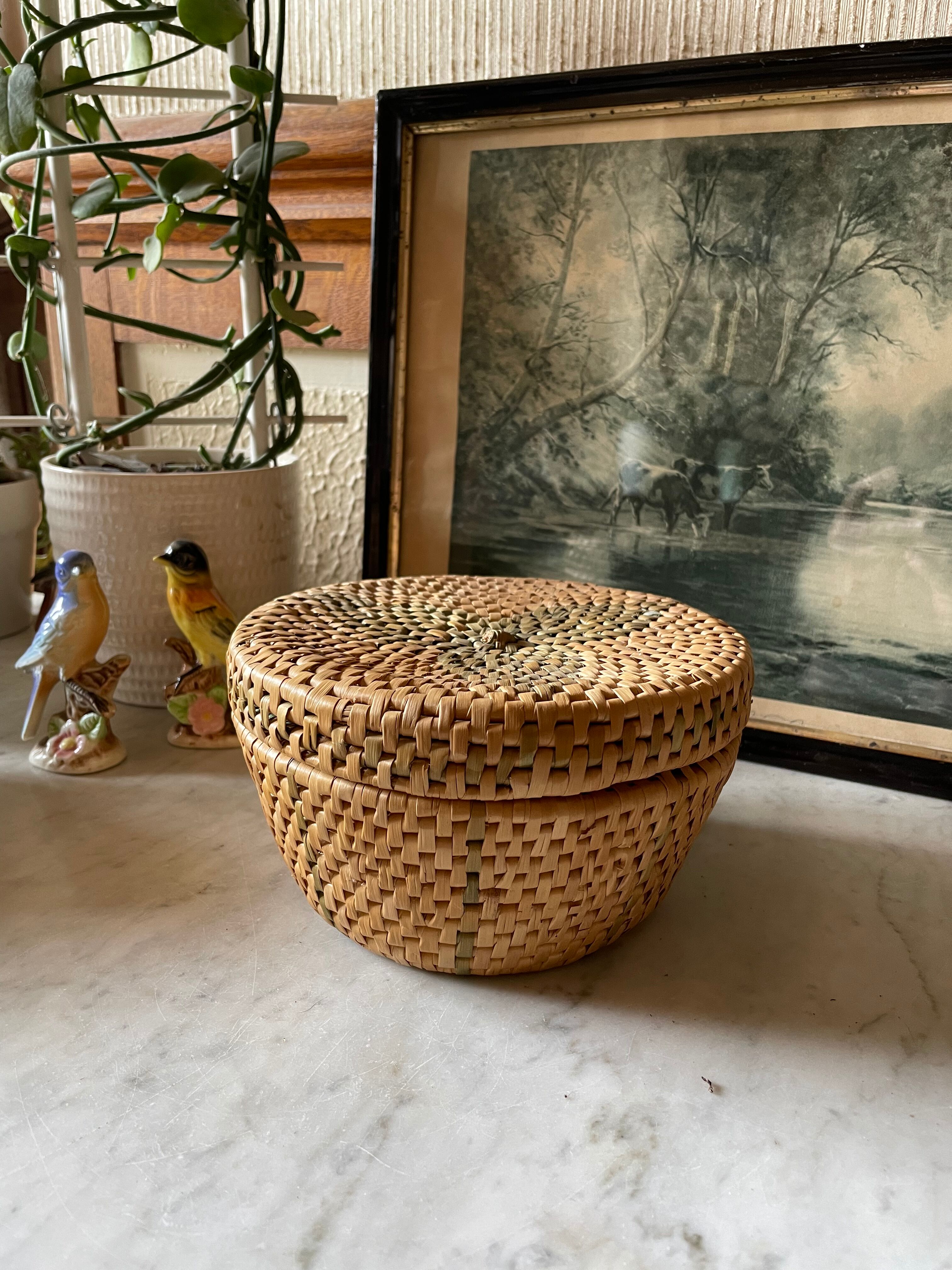 African vintage wicker box