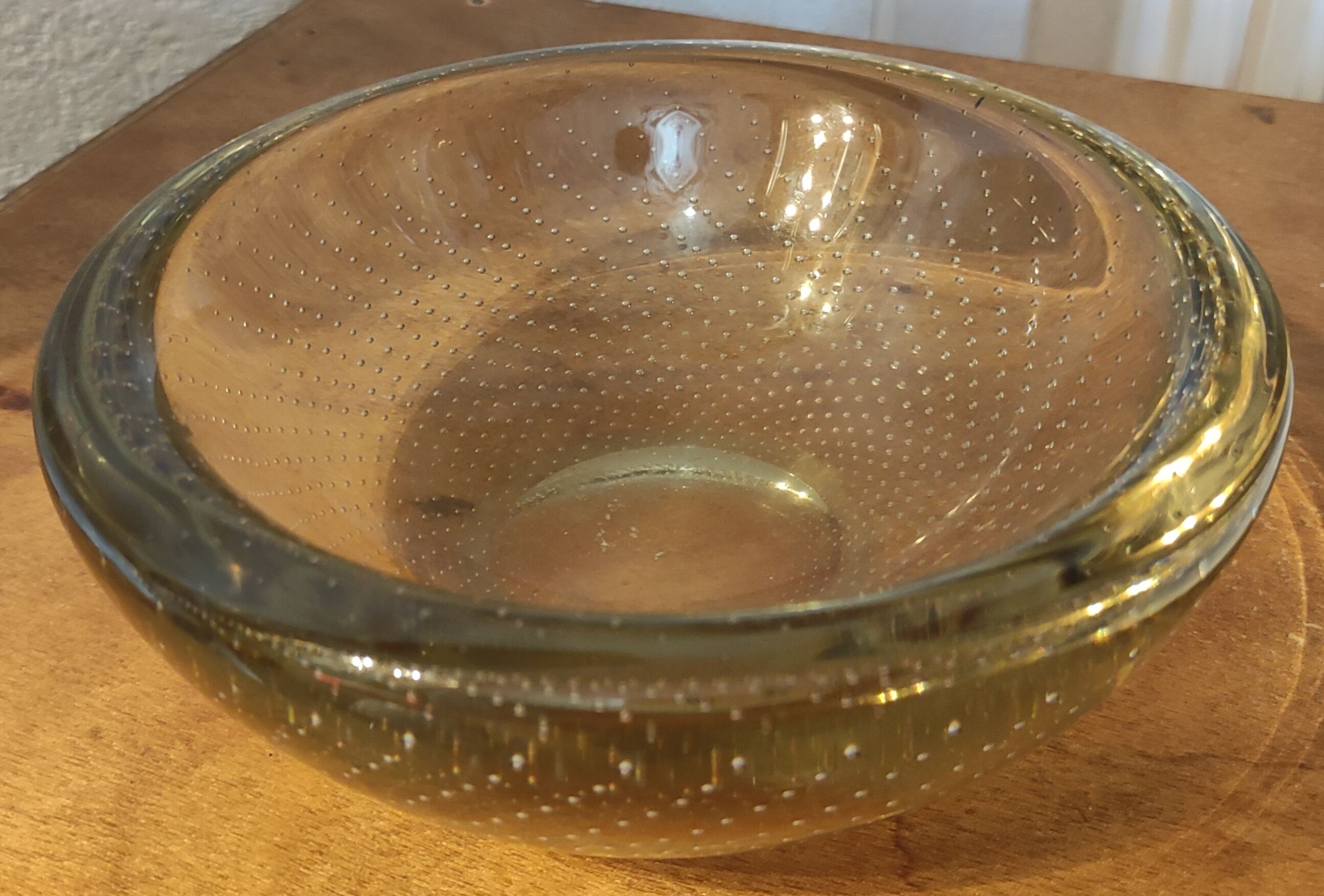 Bubbled crystal trinket bowl, 1960s