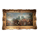 Italian Artist, Baroque Battle Scene, 1600s, Oil on Canvas, Framed