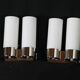 Pair of Modernist wall lights in chrome and double opaline metal, France, Mid-century.