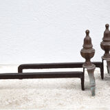 Vintage fireplace channels, cast-cast and bronze chenets