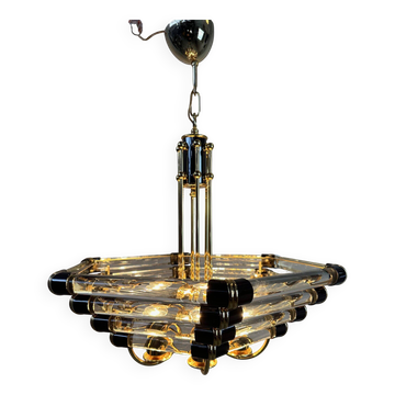 Vintage Bakalowits & Sohne black/gold hexagon chandelier
