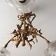 Former Louis XVI-style bronze chandelier 3 pink fires made of Czechoslovakia glass paste