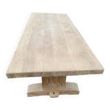 Restored 19th century solid oak monastery dining table, 215cm