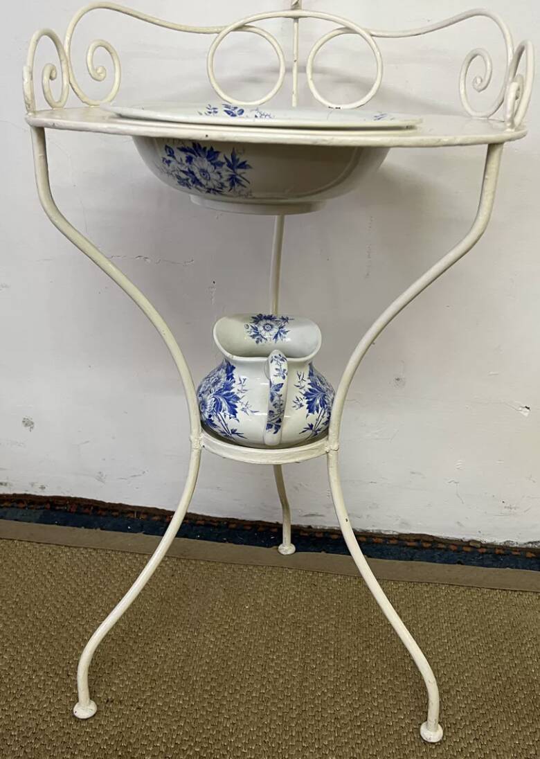 Antique wrought iron dressing table / Vintage bathroom cabinet