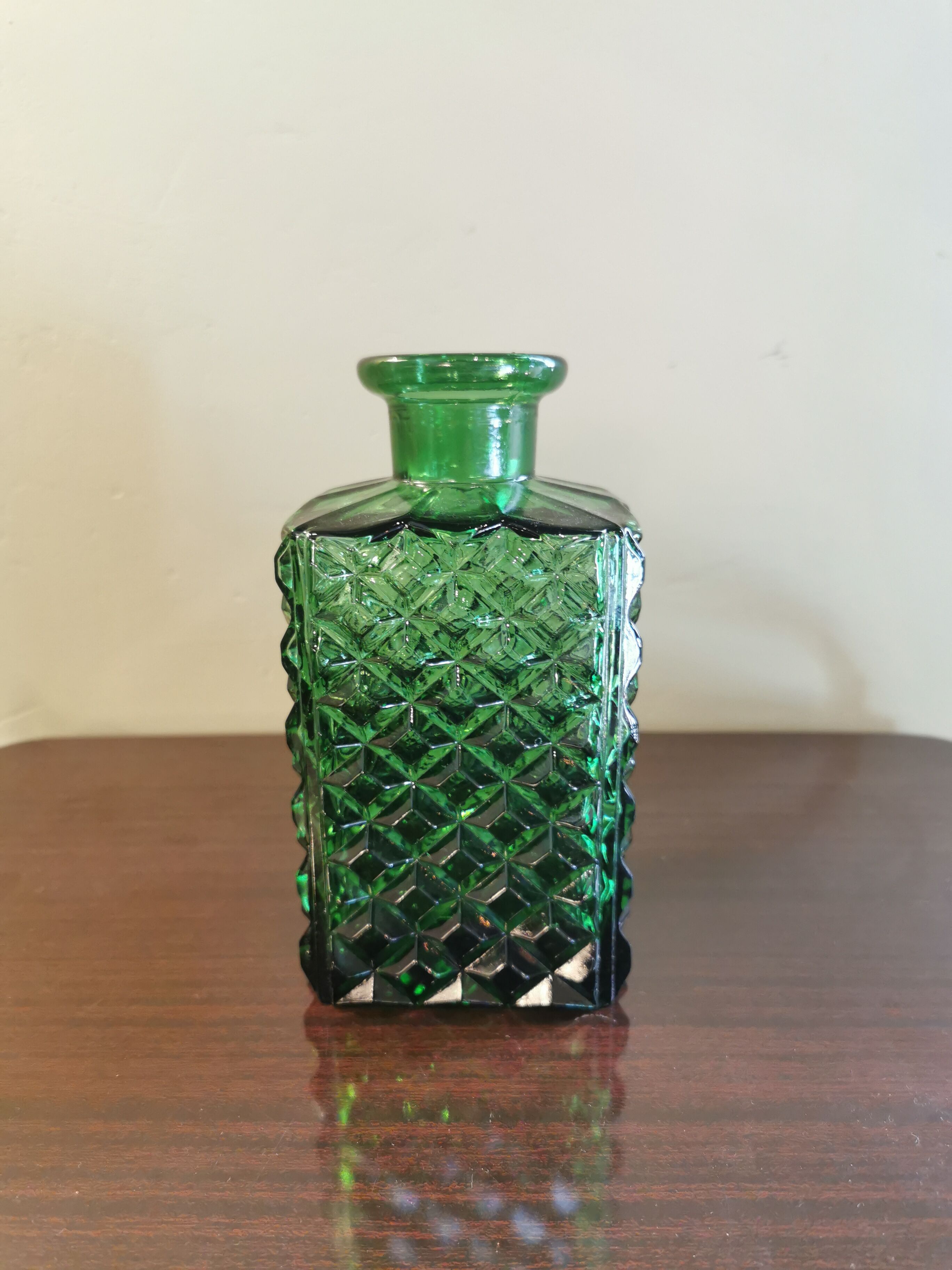 Vintage green glass decanter
