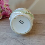 Iridescent ceramic vase floral decoration with double handles made in brazil