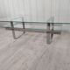 Table basse vintage acier chromé et verre