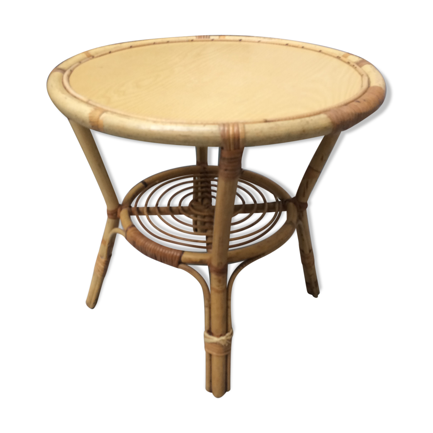 Rattan side table