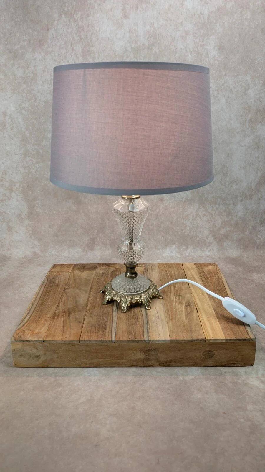 Lampe vintage verre et laiton années 50-60