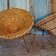 Mid-Century Italian Sunflower Wicker Chairs, Set of 2