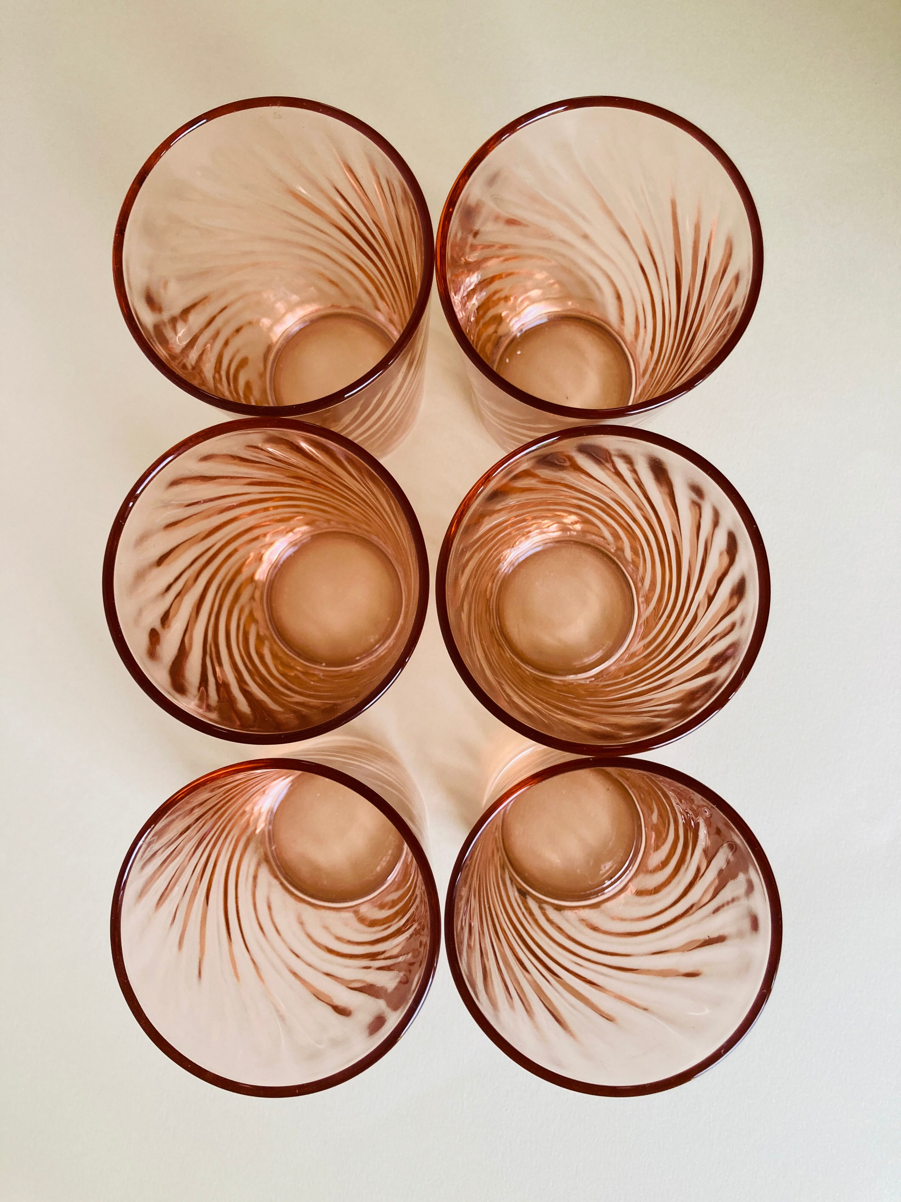 Lot of 6 vintage glasses Rosaline Arcoroc 80s