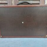 Old suitcase wood canvas leather & brass