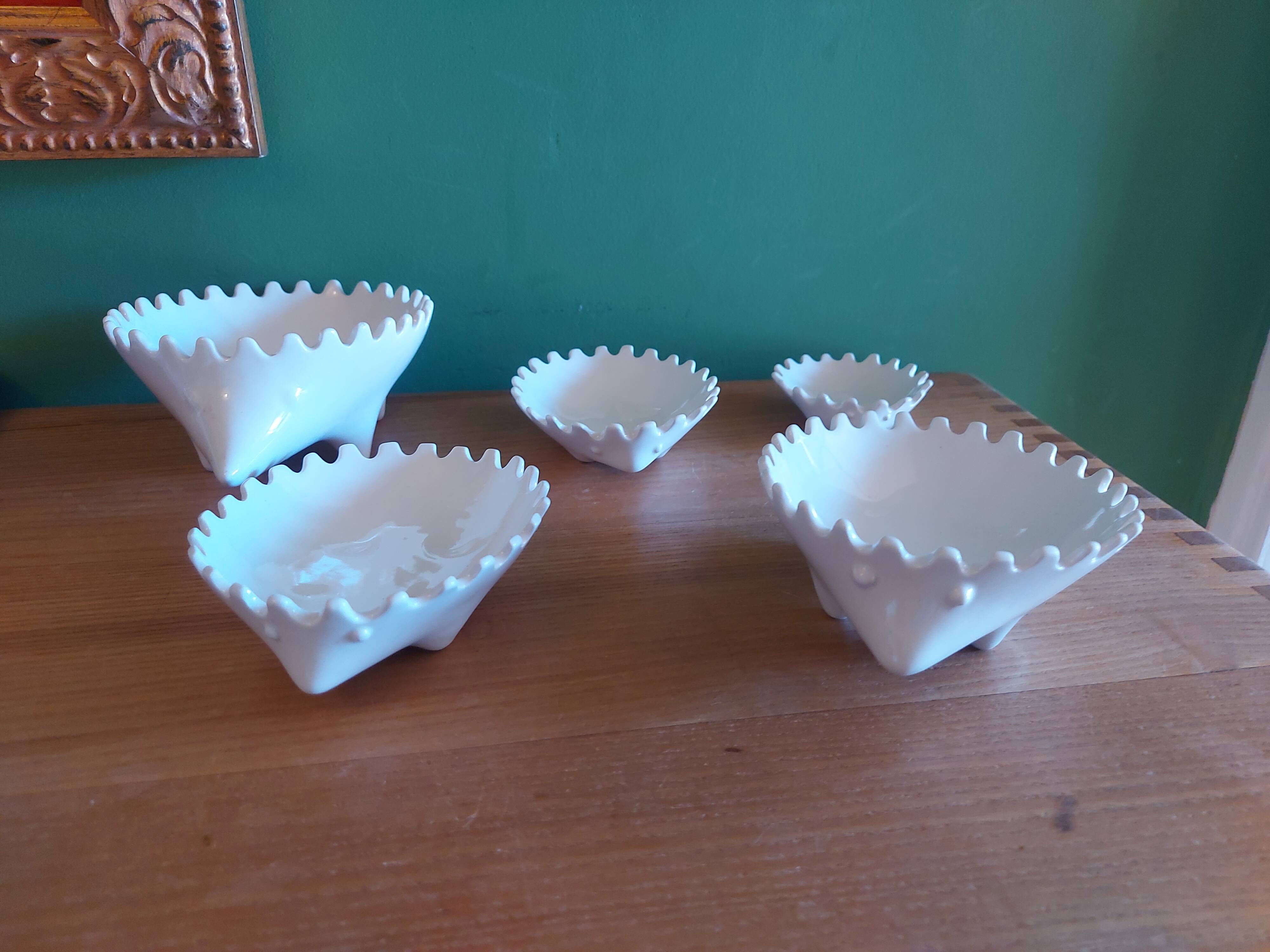 Stackable pocket set zoomorphic , ceramic este , italy " herissons "