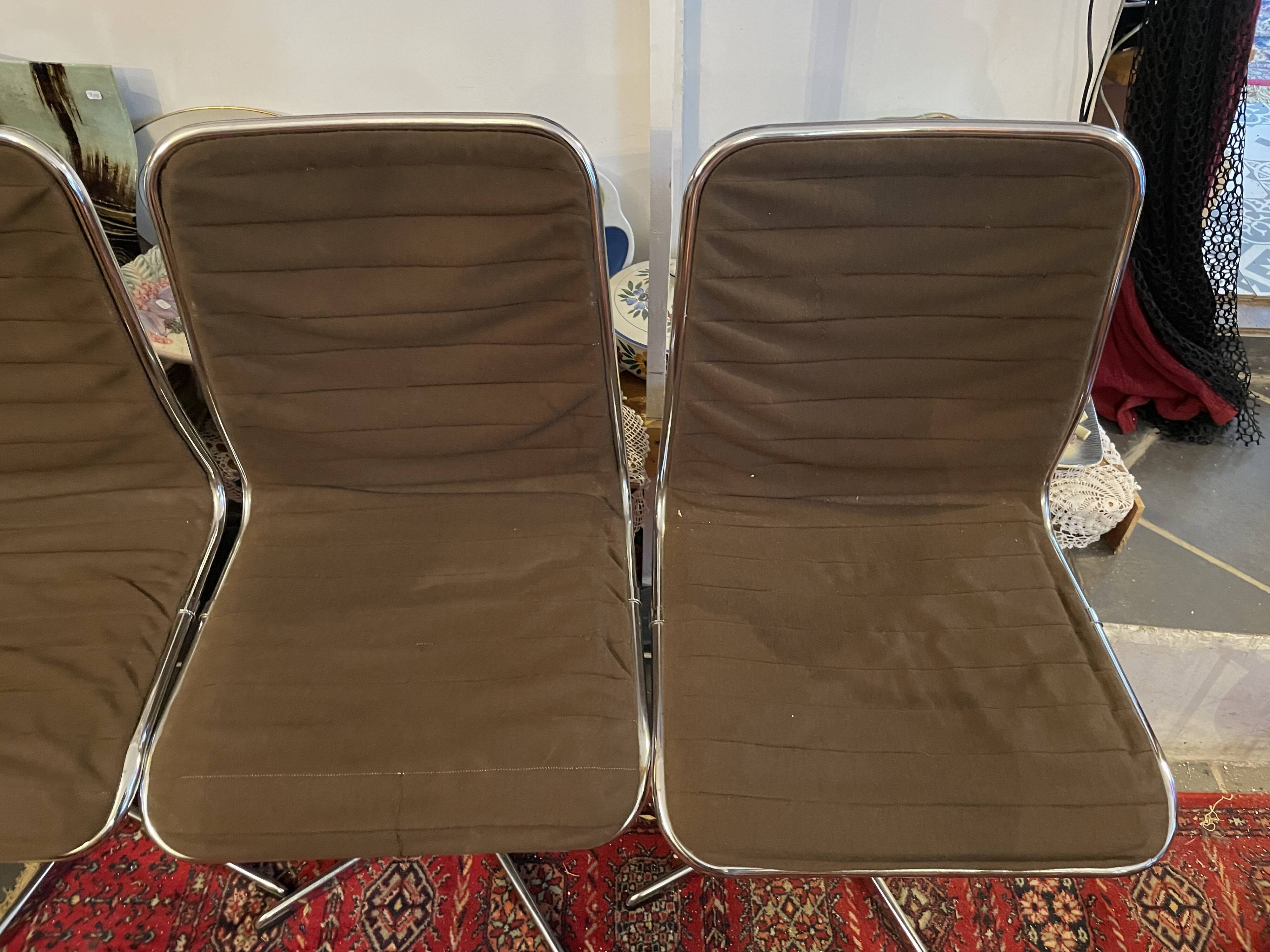 Set of 4 vintage 60s 70s chrome and fabric chairs