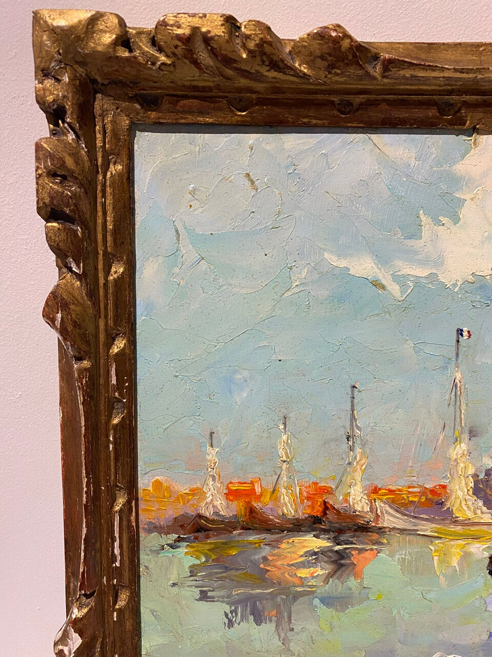 Tableau ancien, Marine à Saint-Tropez, signé, années 50/60